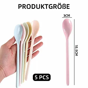 Набір пластикових ложок (5 шт.), дитяча ложка із захистом від падіння, довга synthetic.ua - Фото 1