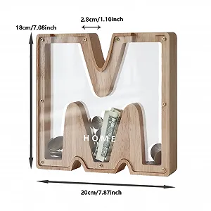 Скарбничка дерев'яна у формі літери M з прозорим вікном synthetic.ua - Фото 1