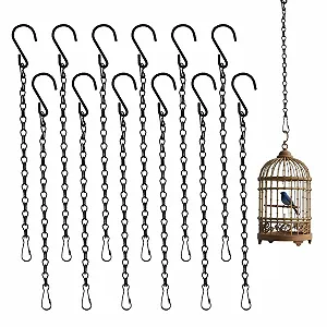 Цепи для подвесных корзин с крючками 50 см набор из 12 шт. черный - Фото 1