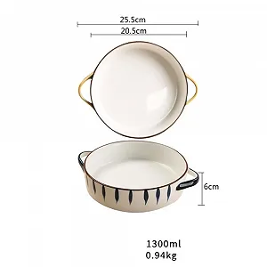 Форма для запікання Керамічна кругла з подвійними ручками 25,5 x 25,5 x 6 см synthetic.ua - Фото 1