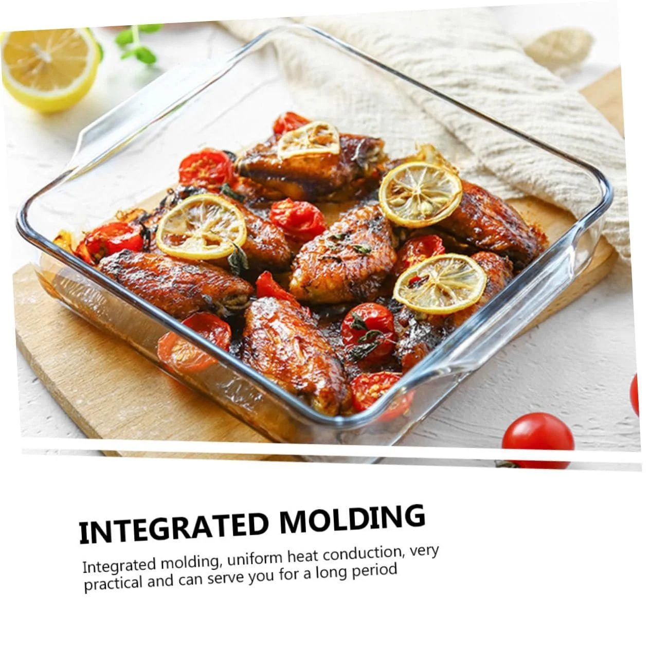 Форма для запікання BESTYASH скляна з подвійними ручками термостійка для піци та сирних страв, фото №6 Форма для запікання BESTYASH скляна з подвійними ручками термостійка для піци та сирних страв, фото №6