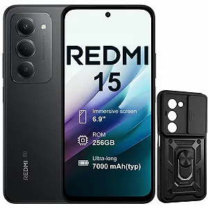 Смартфон XIAOMI Redmi 15 5G 8 + 256 GB 6.9 дюймов 144 Hz 50MP Snapdragon 685 7000 mAh с чехлом (без зарядного устройства) Черный - Фото 1