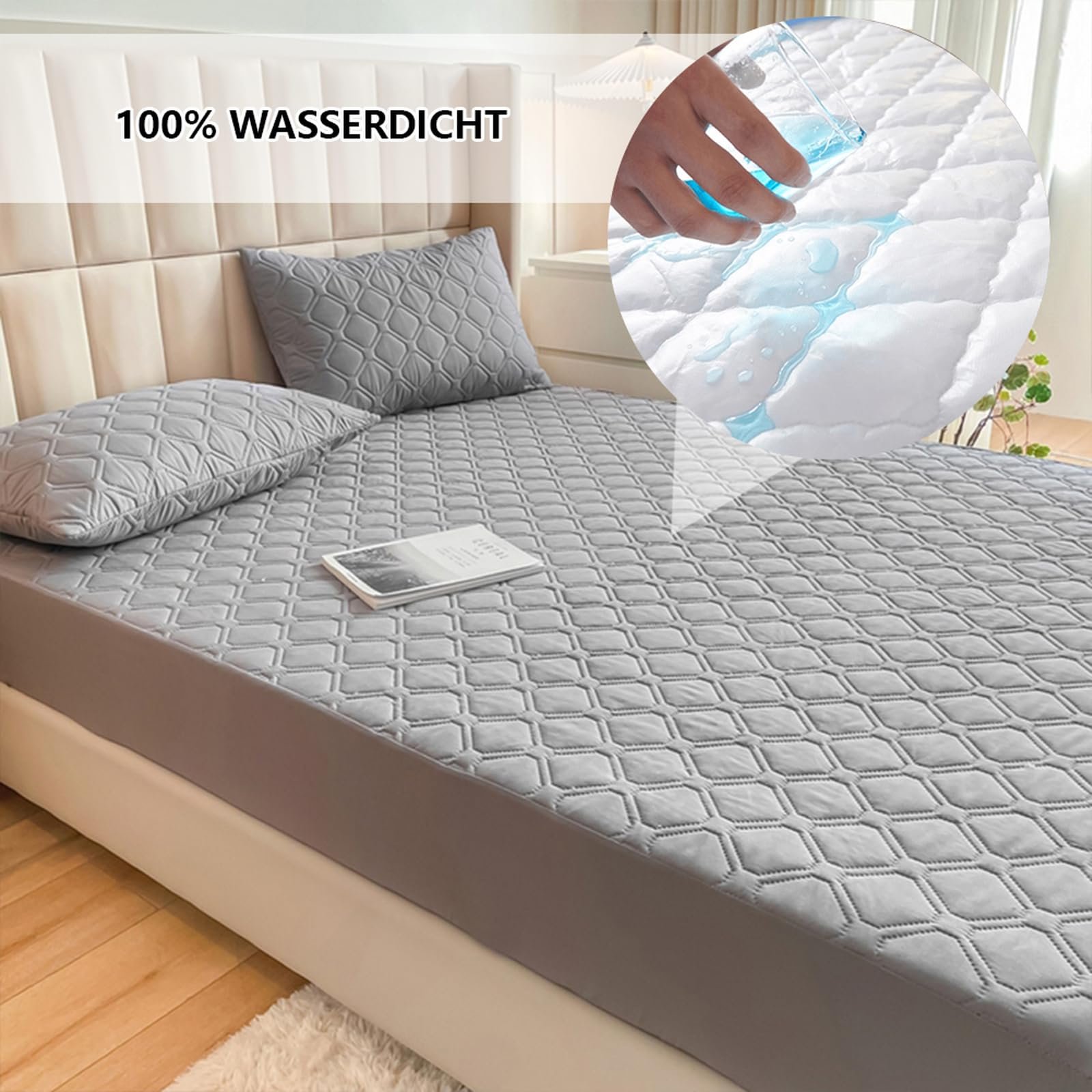 Наматрасник HAIBA Водонепроницаемый 150 x 200 см Синий Простынь на резинке с глубоким карманом 30 см с полным покрытием Дышащая простынь на резинке при недержании, фото №2 Наматрасник HAIBA Водонепроницаемый 150 x 200 см Синий Простынь на резинке с глубоким карманом 30 см с полным покрытием Дышащая простынь на резинке при недержании, фото №2