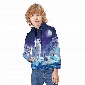 Худі для хлопчиків Wolf KHHKJBVCE 3D принт Довгий рукав З кишенями synthetic.ua - Фото 1