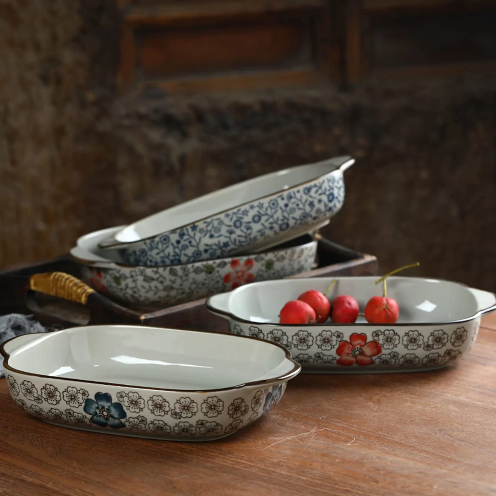 Форма для лазаньи Blue-B Керамическая Прямоугольная Глубокая Штабелируемая с ручкой 650 мл 23 oz Синяя, фото №5