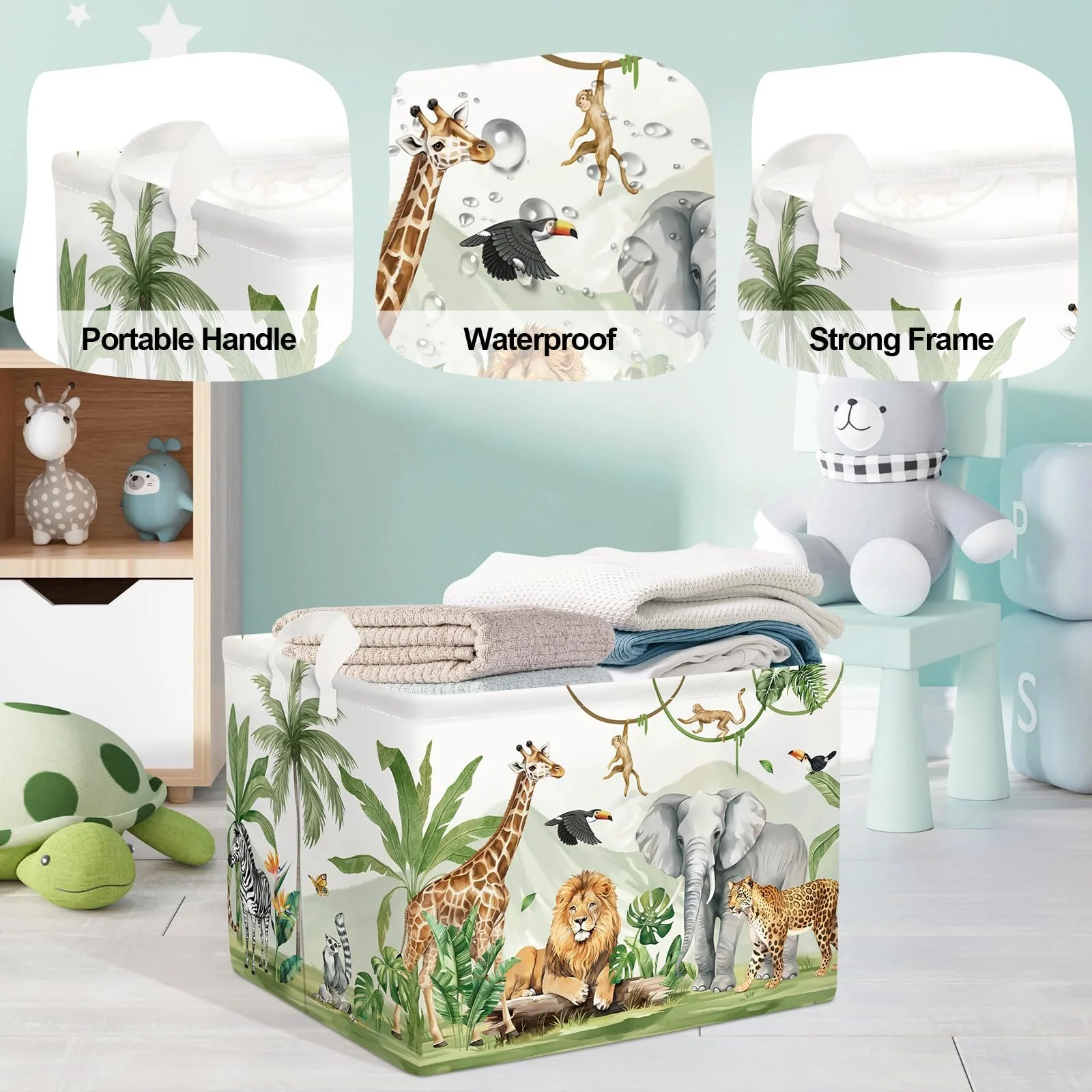 Корзина HUUMONSS Safari Animals Детская для игрушек Складная для мальчиков и девочек 36 л, фото №4 Корзина HUUMONSS Safari Animals Детская для игрушек Складная для мальчиков и девочек 36 л, фото №4