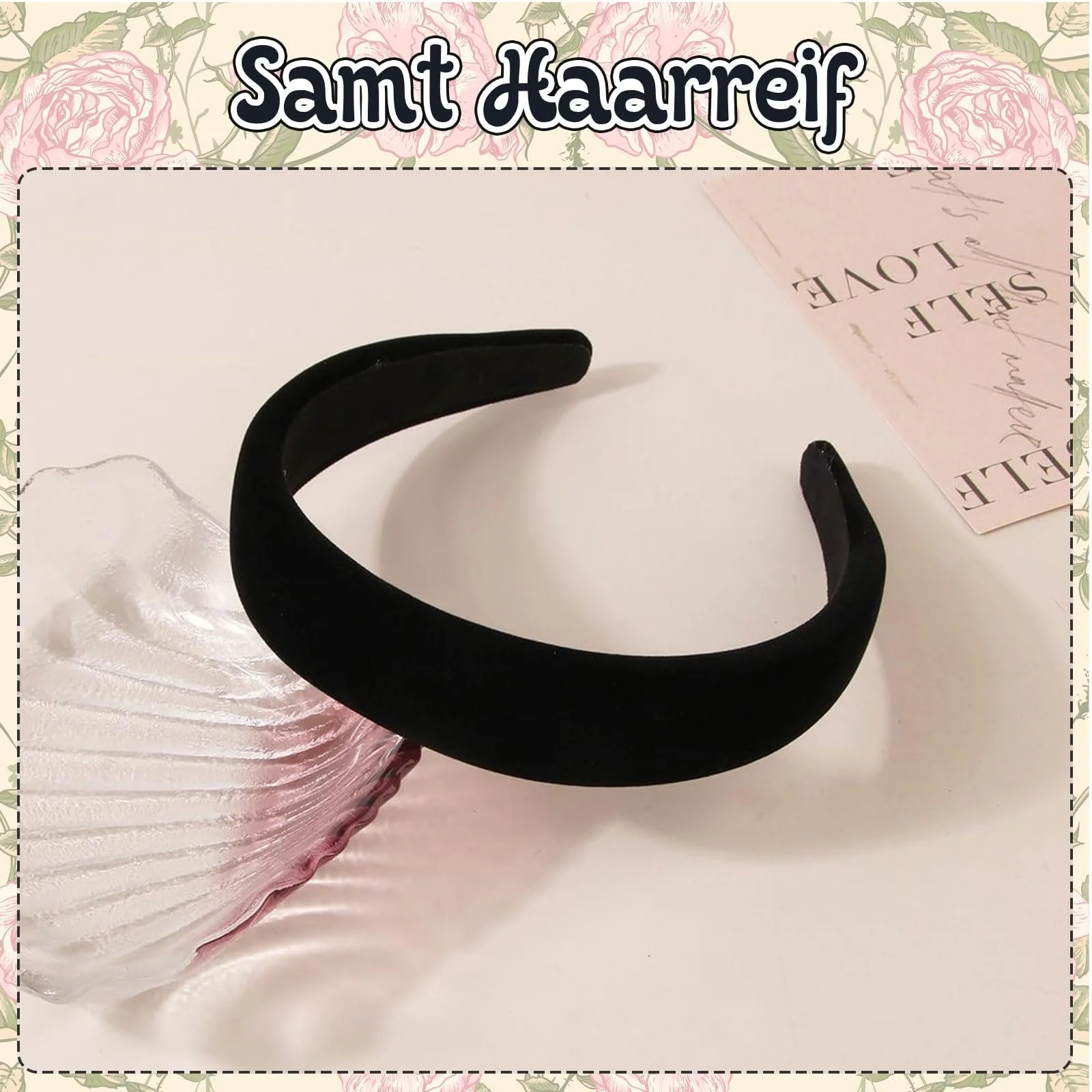 Обруч Оксамитовий GlamRays Широкий Чорний 3 cm, фото №7