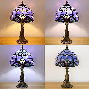 Настільна лампа Tiffany Retro 37 см вітражне скло synthetic.ua - Фото 1