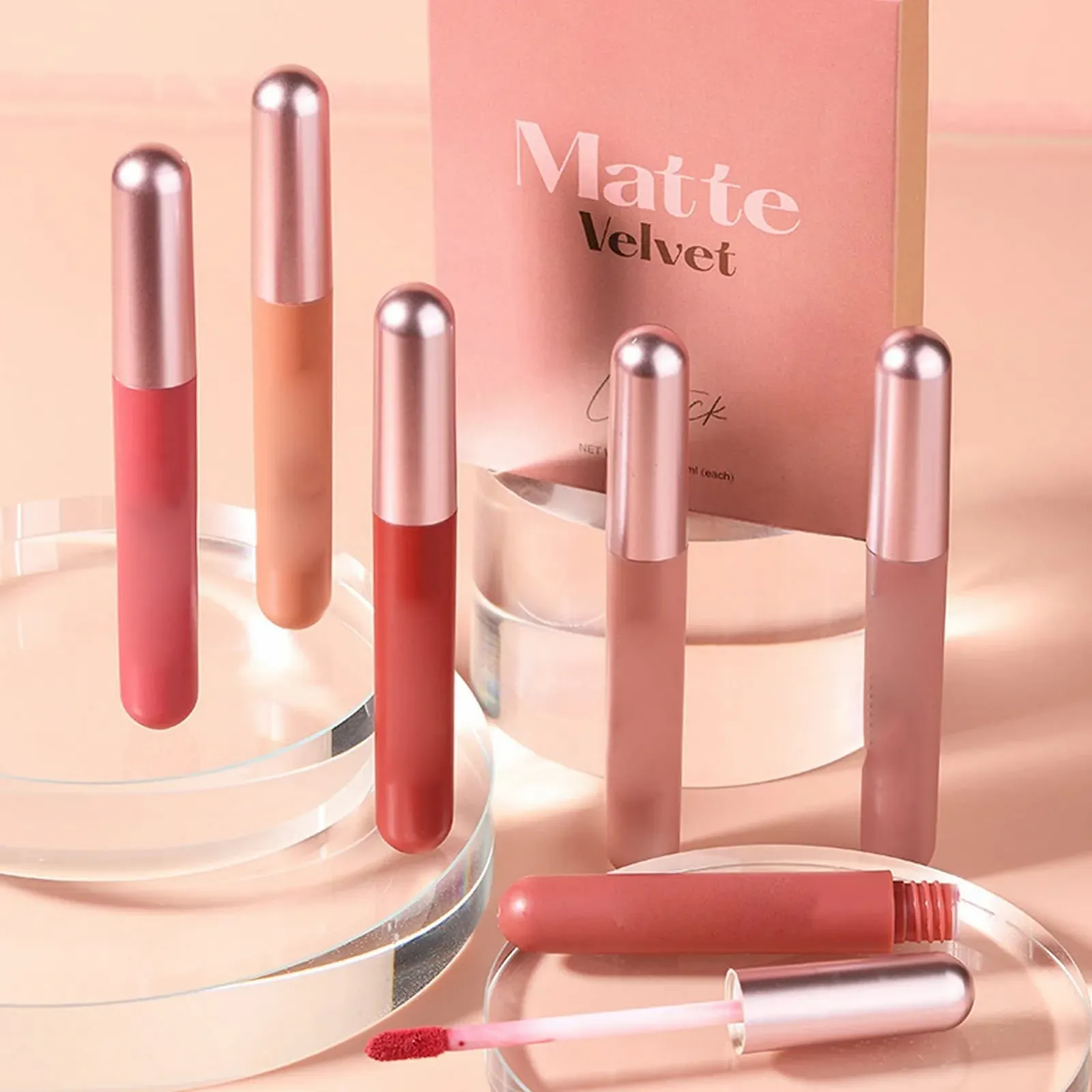 Матовий блиск для губ Набір 6 кольорів, фото №3