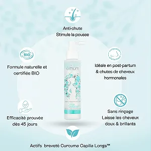 Лосьон OMUM Mein Schub от выпадения и для роста волос, 100 мл, укрепляющий, куркума и микроэлементы, органический и натуральный, веганский, подходит для беременных synthetic.ua - Фото 1