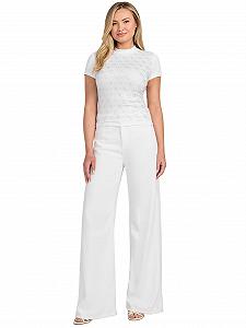 Футболка GUESS жіноча з короткими рукавами, коміром-стійкою, 4 г, чисто біла, маленька synthetic.ua - Фото 1