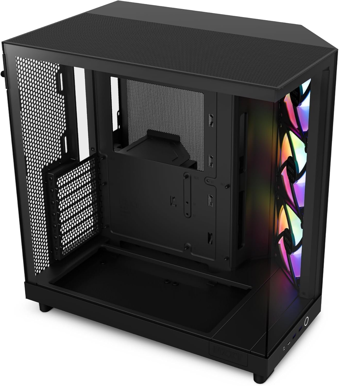 Корпус NZXT H6 Flow RGB (CC-H61FB-R1) / Mid-Tower / ATX, Micro-ATX, Mini-ITX / 3x120mm ARGB / 1xUSB Type-C / Без БЖ / Чорний, фото №6 Корпус NZXT H6 Flow RGB (CC-H61FB-R1) / Mid-Tower / ATX, Micro-ATX, Mini-ITX / 3x120mm ARGB / 1xUSB Type-C / Без БЖ / Чорний, фото №6