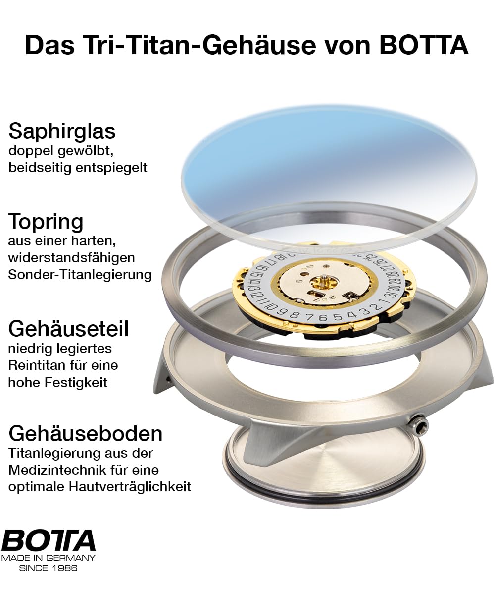 Часы Botta мужские Swiss Quartz TRES 24 (45 мм) с кожаным ремешком, фото №3