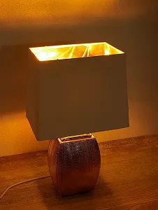 Настільна лампа BRUBAKER 38 см Золотий Білий synthetic.ua - Фото 1