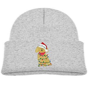 В'язана шапка для дітей GUIZAZYY Christmas Golden Doodle Puppy для хлопчиків та дівчаток, зимова - Фото 1