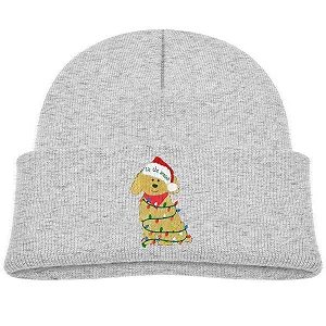 Вязаная шапка GUIZAZYY Christmas Golden Doodle Puppy для девочек, детская зимняя - Фото 1