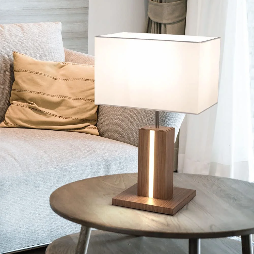 Настільна лампа LeuchtenDirekt Імітація дерева 1x E27+5 Вт-600 лм Димована Біла, фото №3