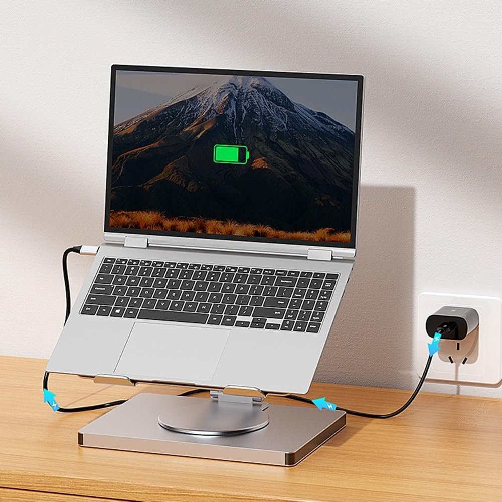 Підставка для ноутбука Настільна, складана док-станція з портом Gigabit Ethernet та виходом 4K відео, срібляста, фото №5