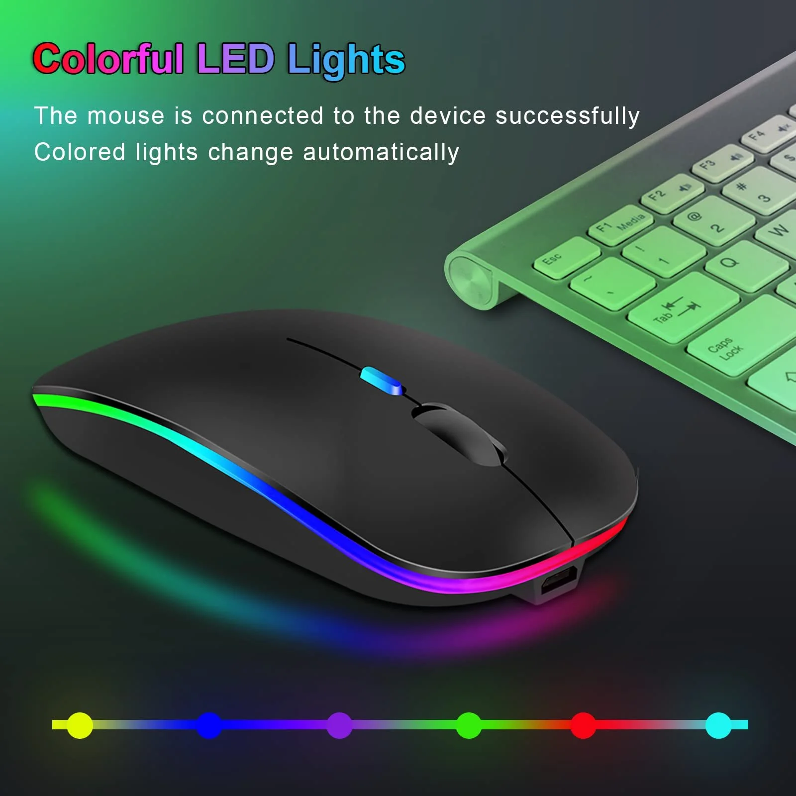 Мышь Lveheay Беспроводная Светодиодная Перезаряжаемая Bluetooth с BT5.0 и USB-A & USB-C 2-в-1 Двойным Приемником, фото №6