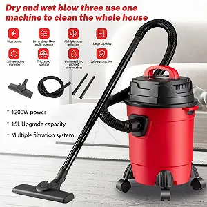 Промисловий пилосос для вологого та сухого прибирання Industrial 1000 W 18 KPA 15 L 2 m hose 3 m cable (Standard) synthetic.ua - Фото 1