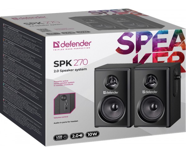 Акустична система 2.0 Defender SPK-270 10Вт чорна пластик USB, фото №6