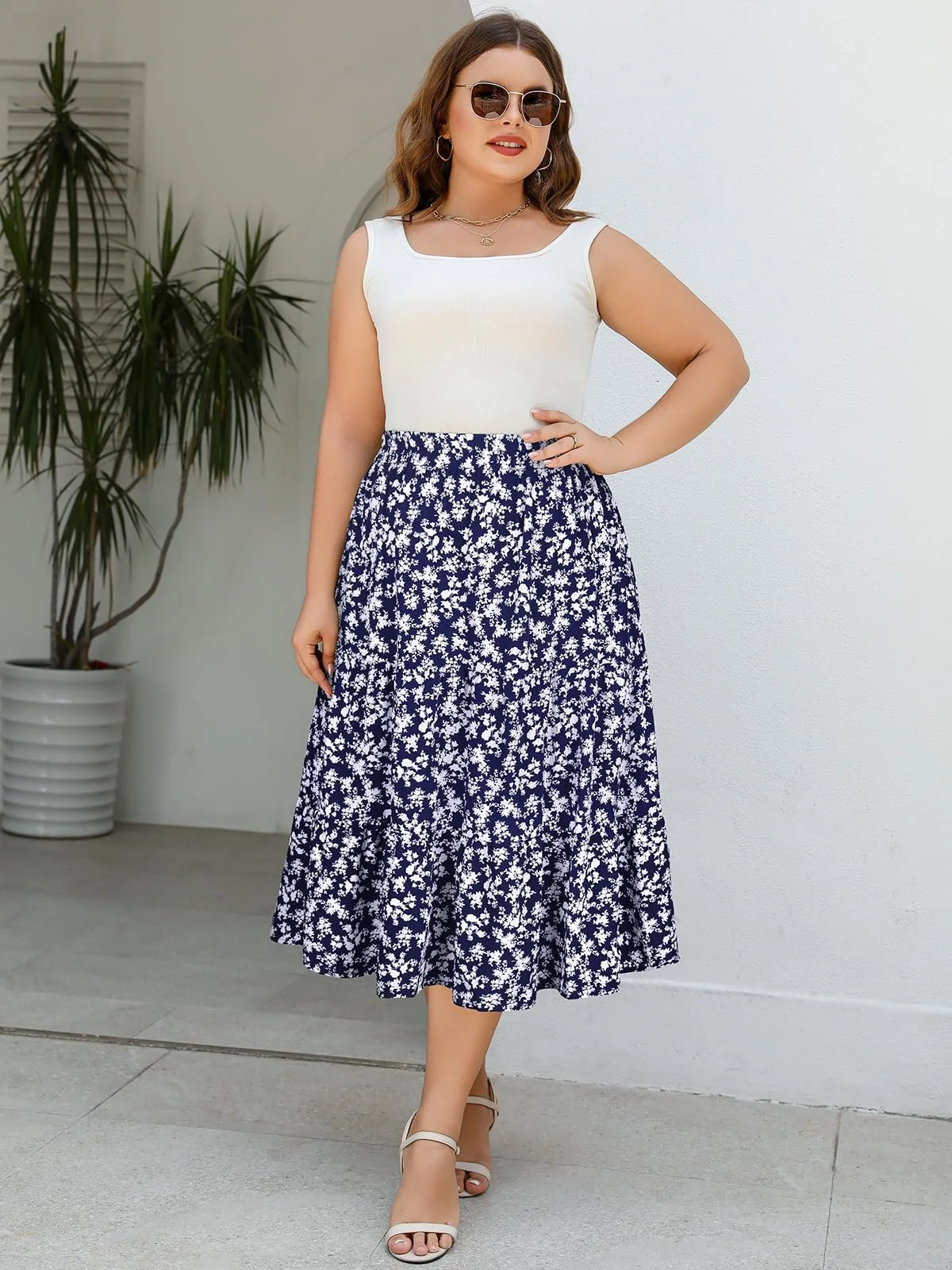 Спідниця Younrui Plus Size Міді, фото №3