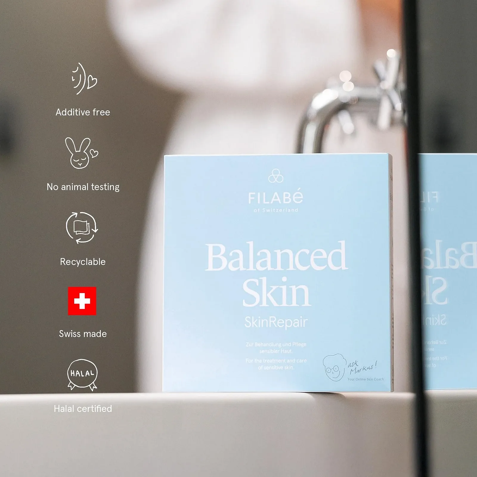 Уход для проблемной кожи Filabé Swiss Made Balanced Skin для профилактики проблем кожи, сужает поры, набор на 28 дней, веганский, без добавок, фото №7