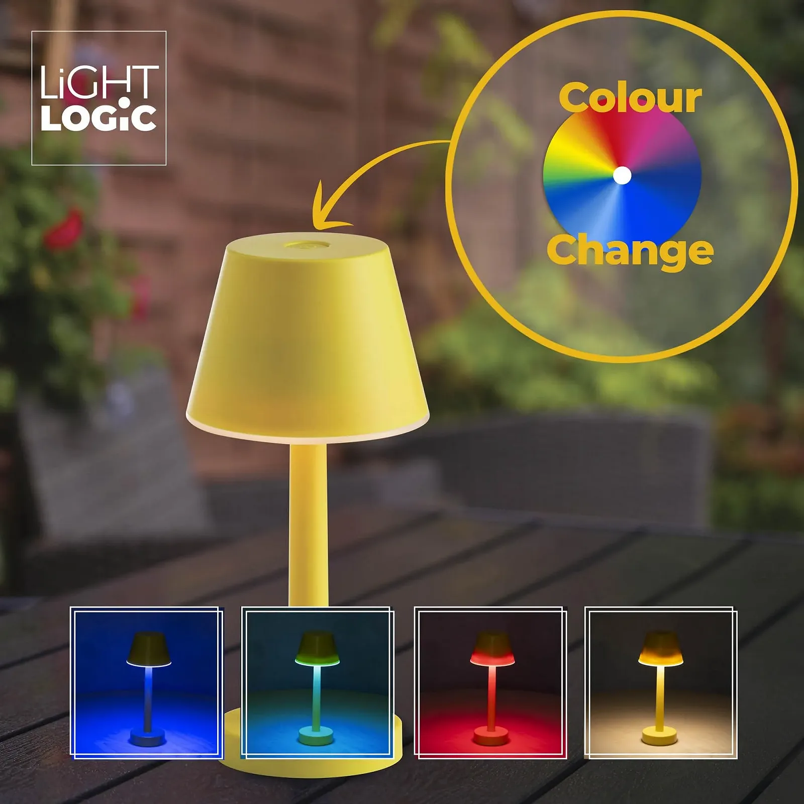 Настільна лампа LightLogic LL JERE DIM RGB YL 66321 акумуляторна LED USB IP44 жовта, фото №9