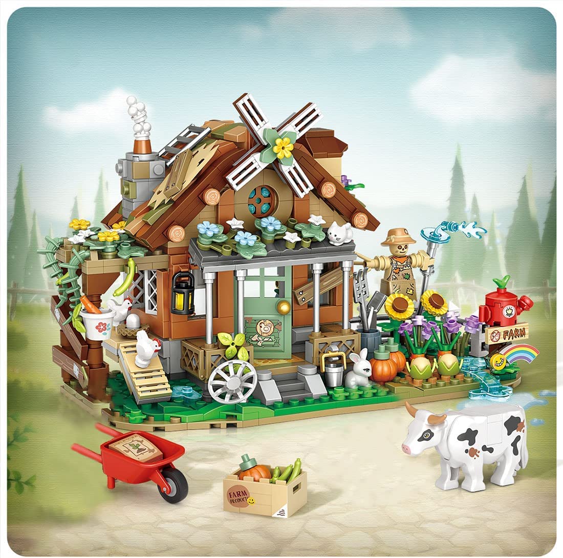 Набор AKOGD Farm Cottage Farm Architecture из мини-кирпичей, ферма с животными 899 шт., фото №3