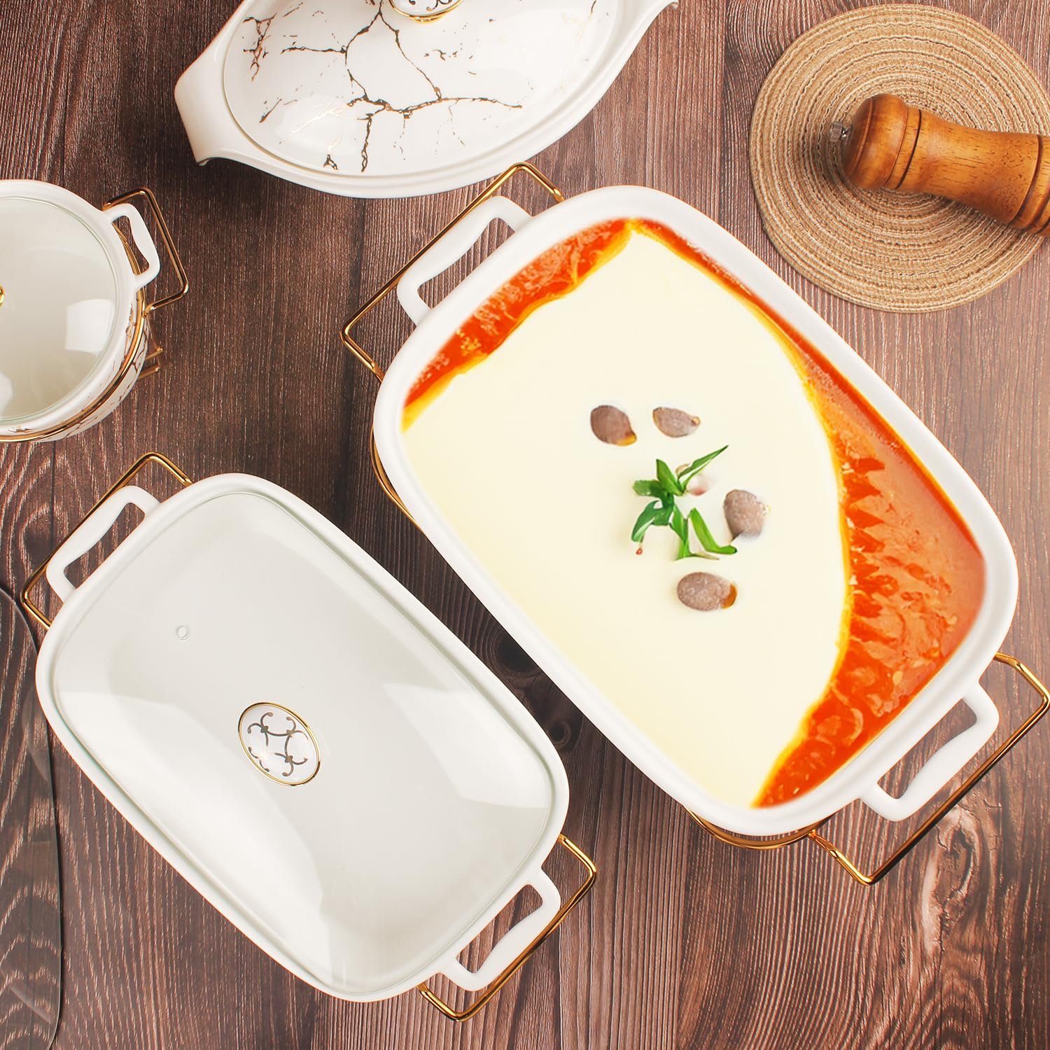 Форма для запекания со стеклянной крышкой и подставкой 900 мл, фото №4