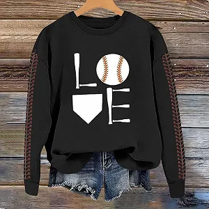 Пуловер Komiseup Basic Круглый вырез Лонгслив Свитшот без капюшона Бейсбольный принт Свободный Спортивный Осень-Зима 03 synthetic.ua - Фото 1