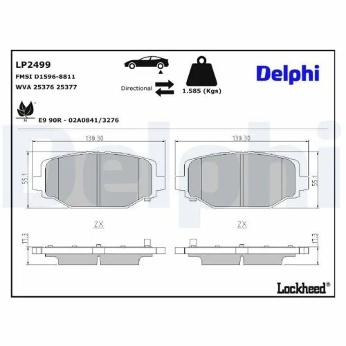 Комплект тормозных колодок DELPHI LP2499 дисковый тормоз, фото №3