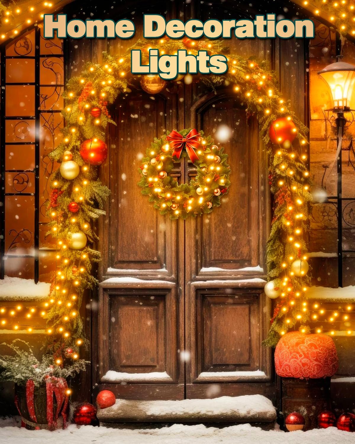 Гірлянда Dalugo, 3 м, 30 LED, теплий білий, зелений кабель, таймер на 6 годин, IP65 водонепроникна для внутрішнього та зовнішнього різдвяного декору., фото №5