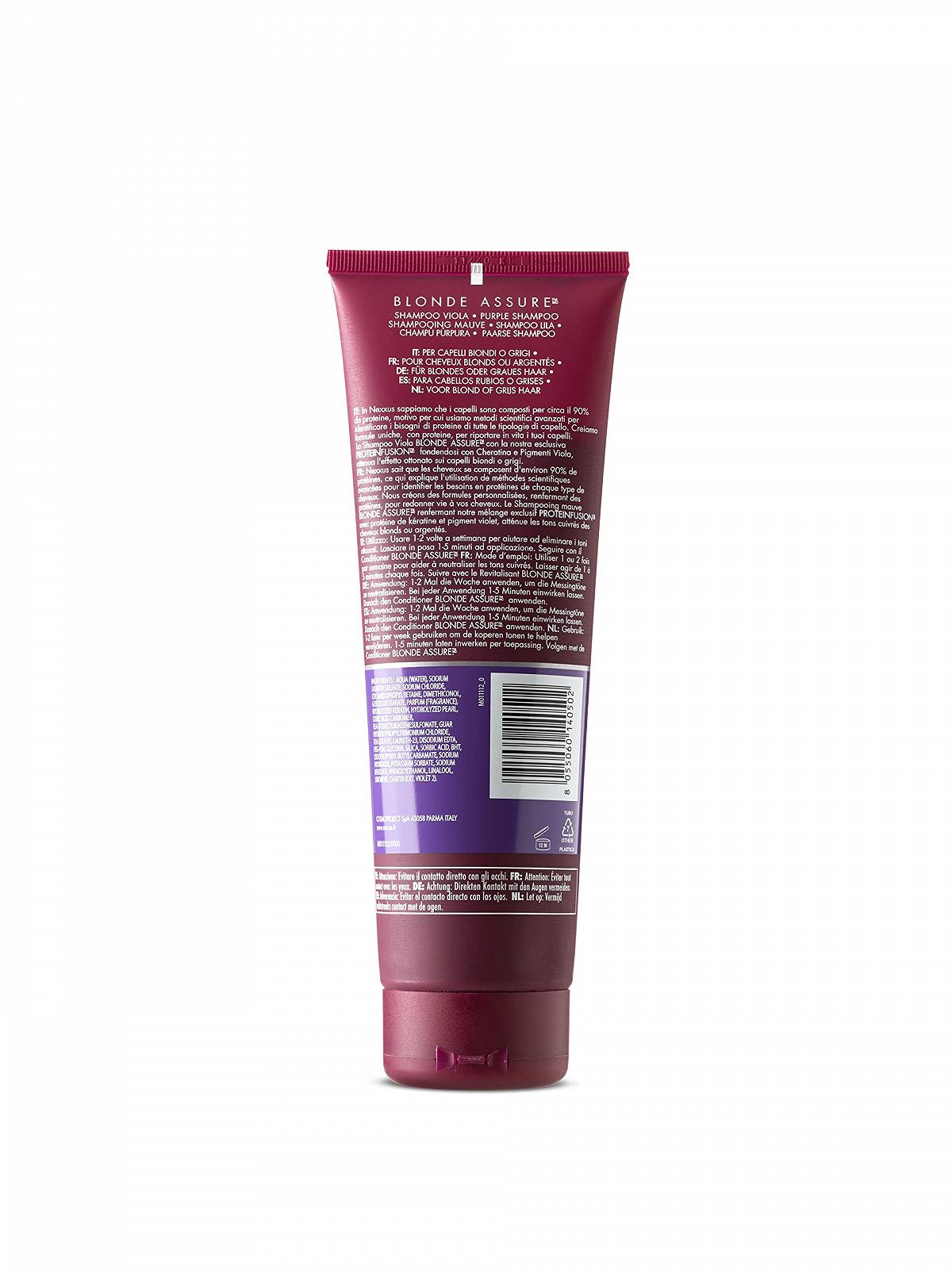 Шампунь Nexxus Blonde Assure для светлых, осветленных, платиновых или серых волос с кератином и формулой с фиолетовым пигментом. Упаковка 250 мл, фото №2