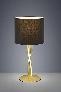 Настільна лампа Trio Leuchten Nandor 575310379 металева чорна матова/золота 3 Ватт тканинний абажур чорний synthetic.ua - Фото 1