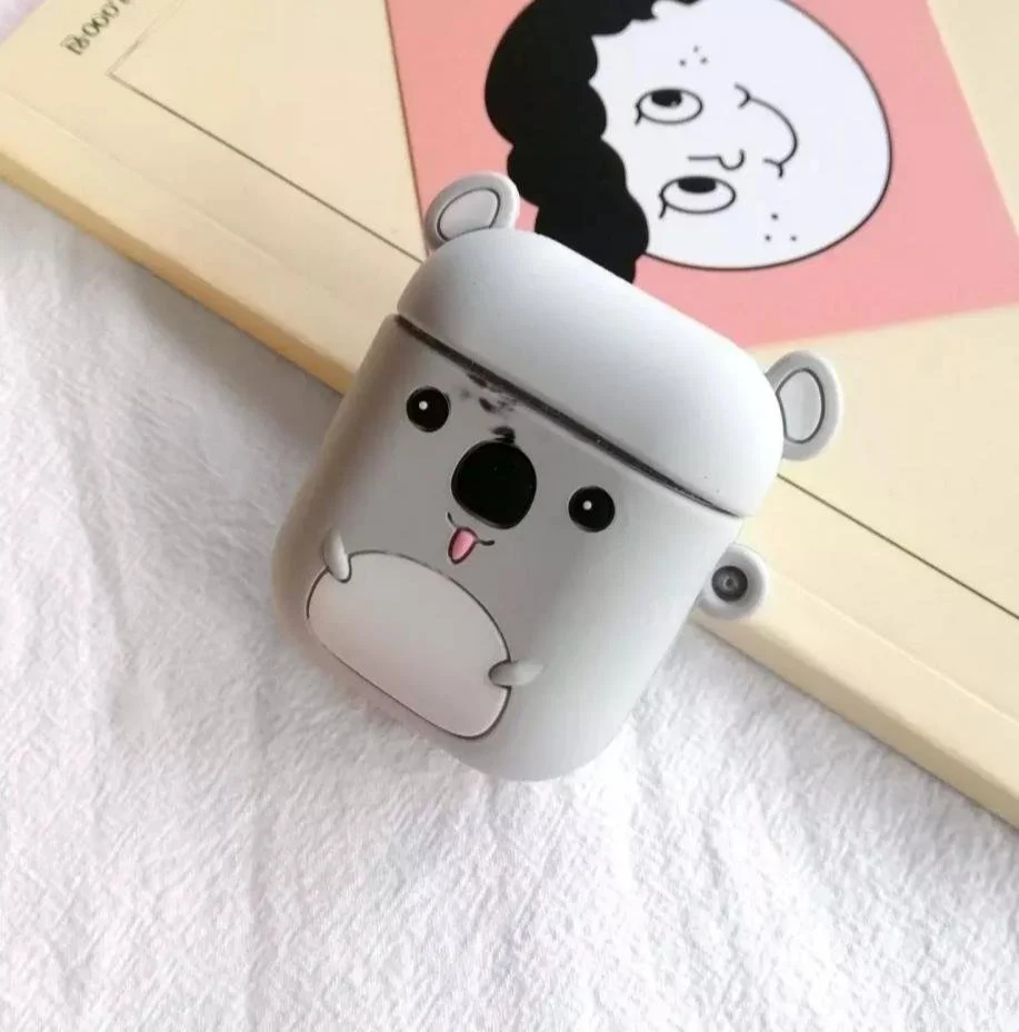 Силіконовий Сірий Чохол Коала Для Навушників Apple Аїрпідсів, фото №1