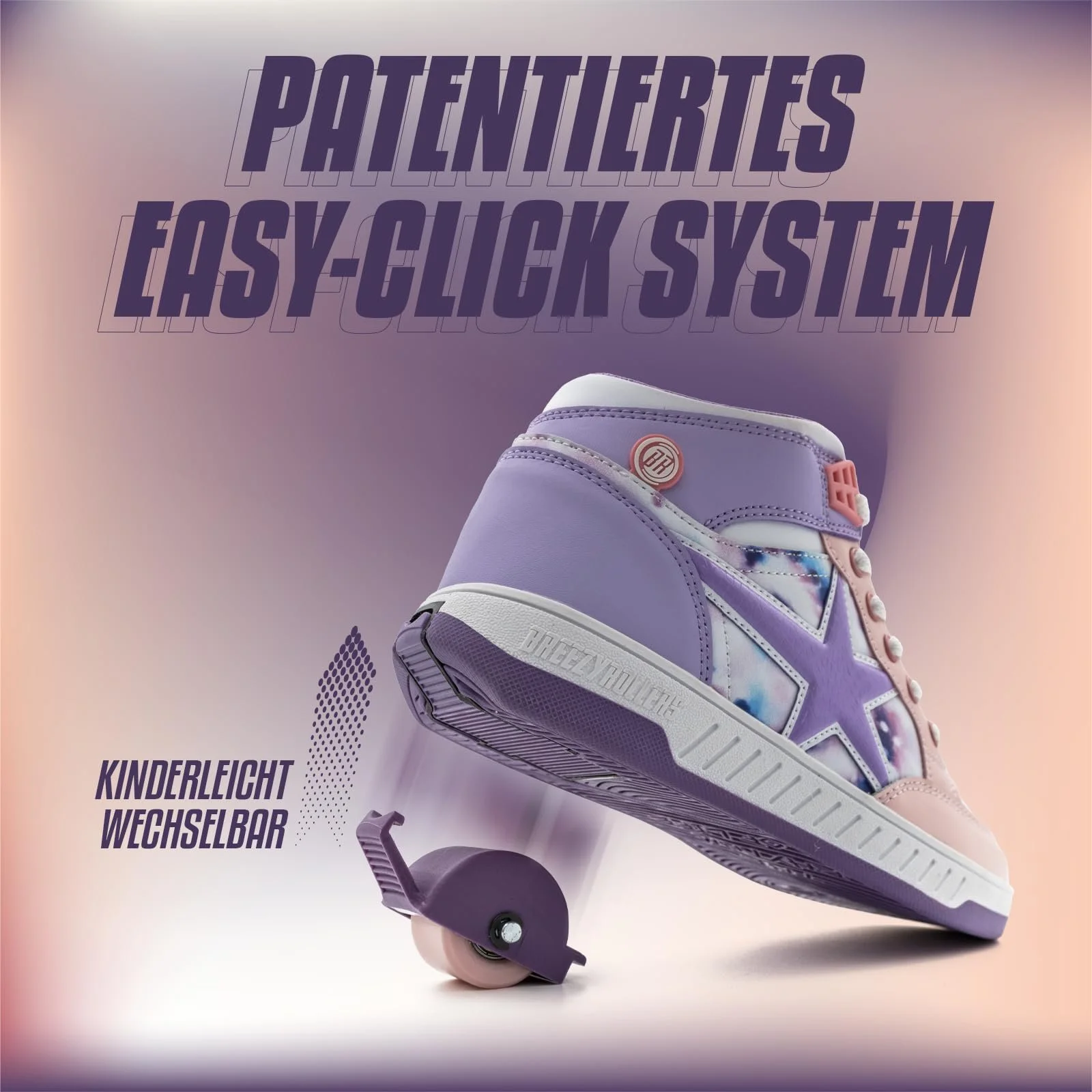 Роликовые кроссовки BREEZY ROLLERS для детей, Детские роликовые кроссовки, от детской уличной обуви до роликовых коньков за несколько секунд, запатентованная система Click, фото №3