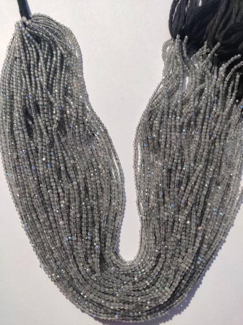 Натуральный лабрадорит, круглые граненые бусины 2-2,5 мм, нить длиной 33 см бусины из драгоценных камней для ожерелья и браслета, фото №4