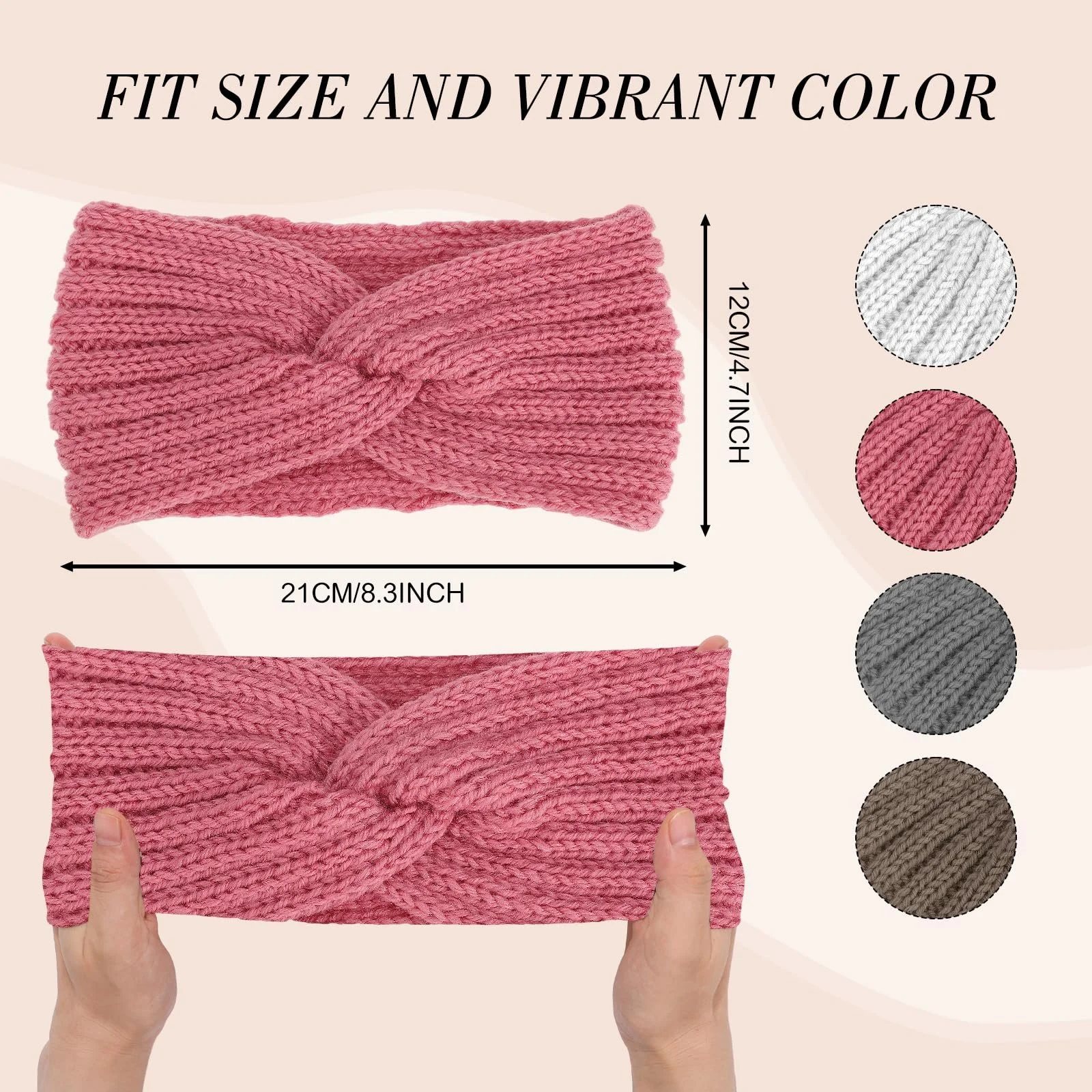 Пов'язка на голову в'язана зимова, фото №3