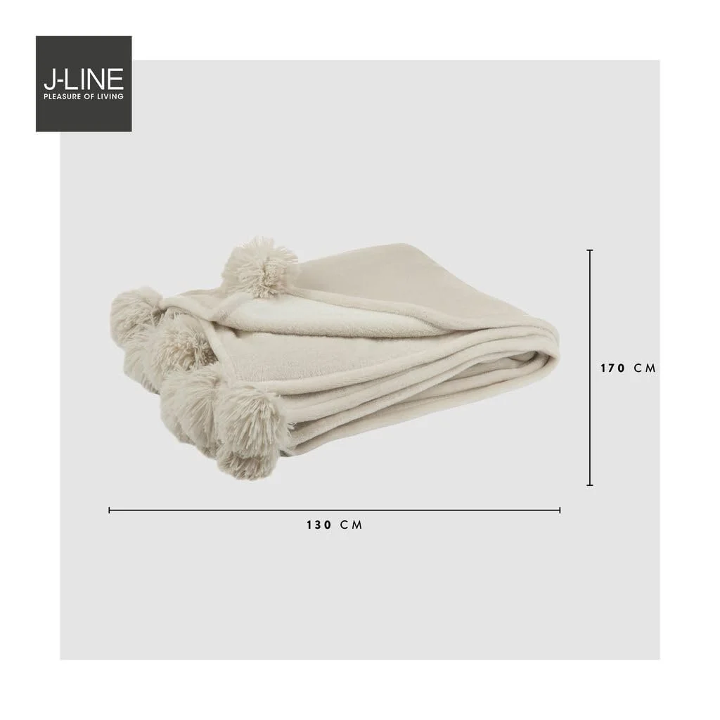 Плед J-Line Cuddly з помпонами 170 x 130 см, бежевий, фото №4