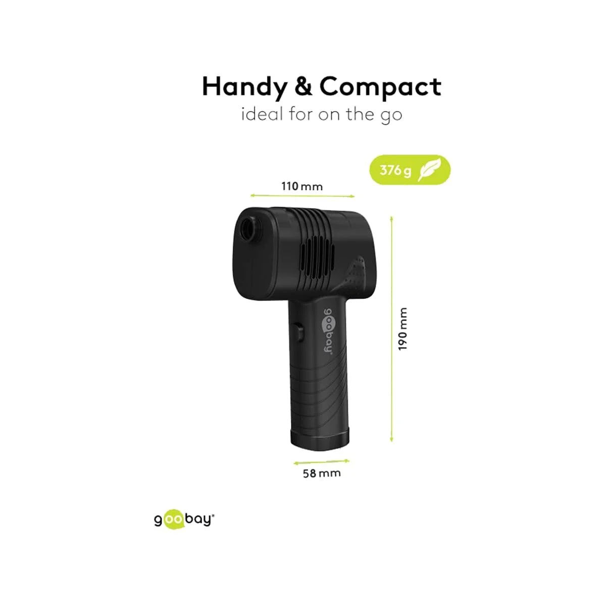 Електрична повітродувка goobay 3 рівні 2000 mAh 35,000 rpm Перезарядна LED-дисплей, фото №3