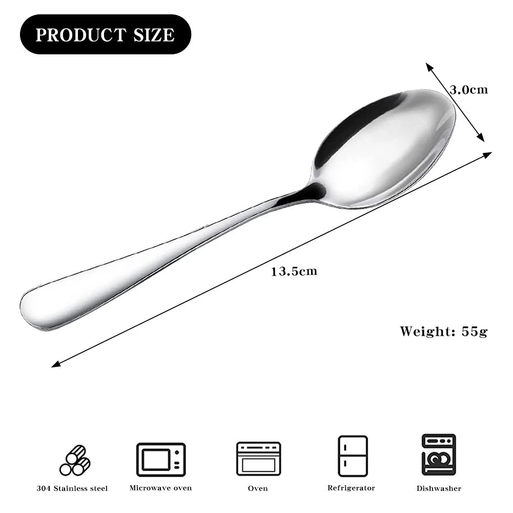 Чайні ложки 13.5 см Silver, нержавіюча сталь, AD-11, сріблястий, 8 шт, фото №2