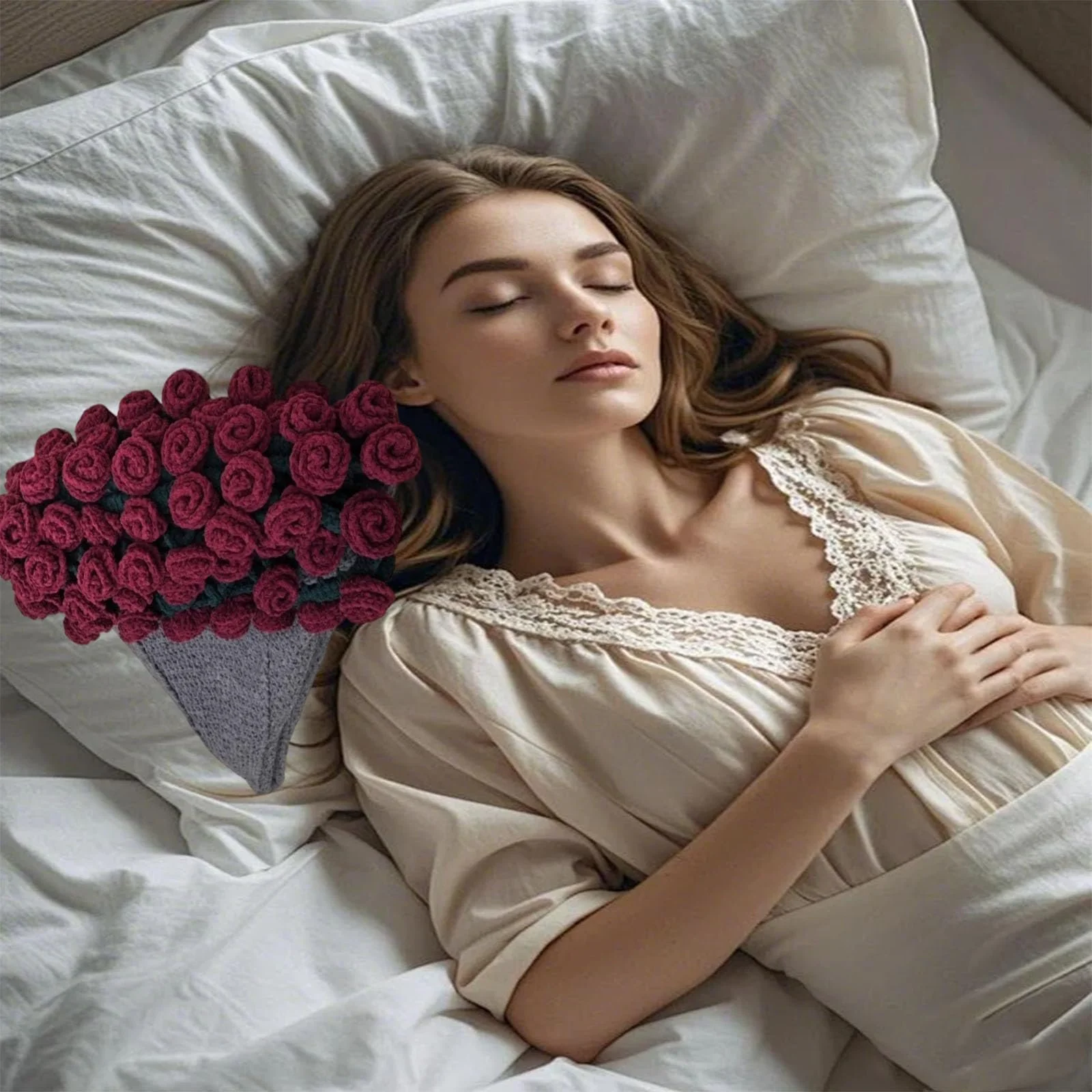 Одеяло Букет, Цветочное одеяло, 40 x 40 см, винно-красный, набор материалов букета роз, идеально подходит для начинающих, романтические подарки, украшение для дома, свадьба, День матери, День святого Валентина, День рождения, фото №7