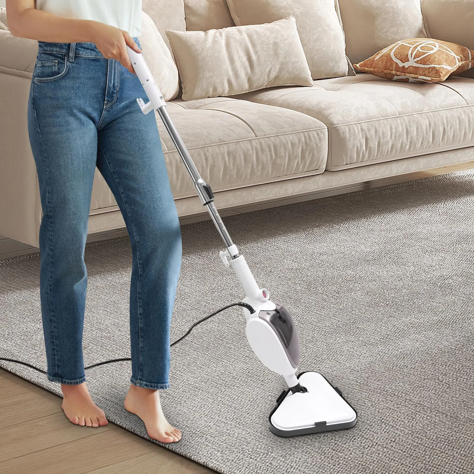 Парова швабра 1300 Вт 280 мл 20 с Скребок Кутова насадка, фото №3