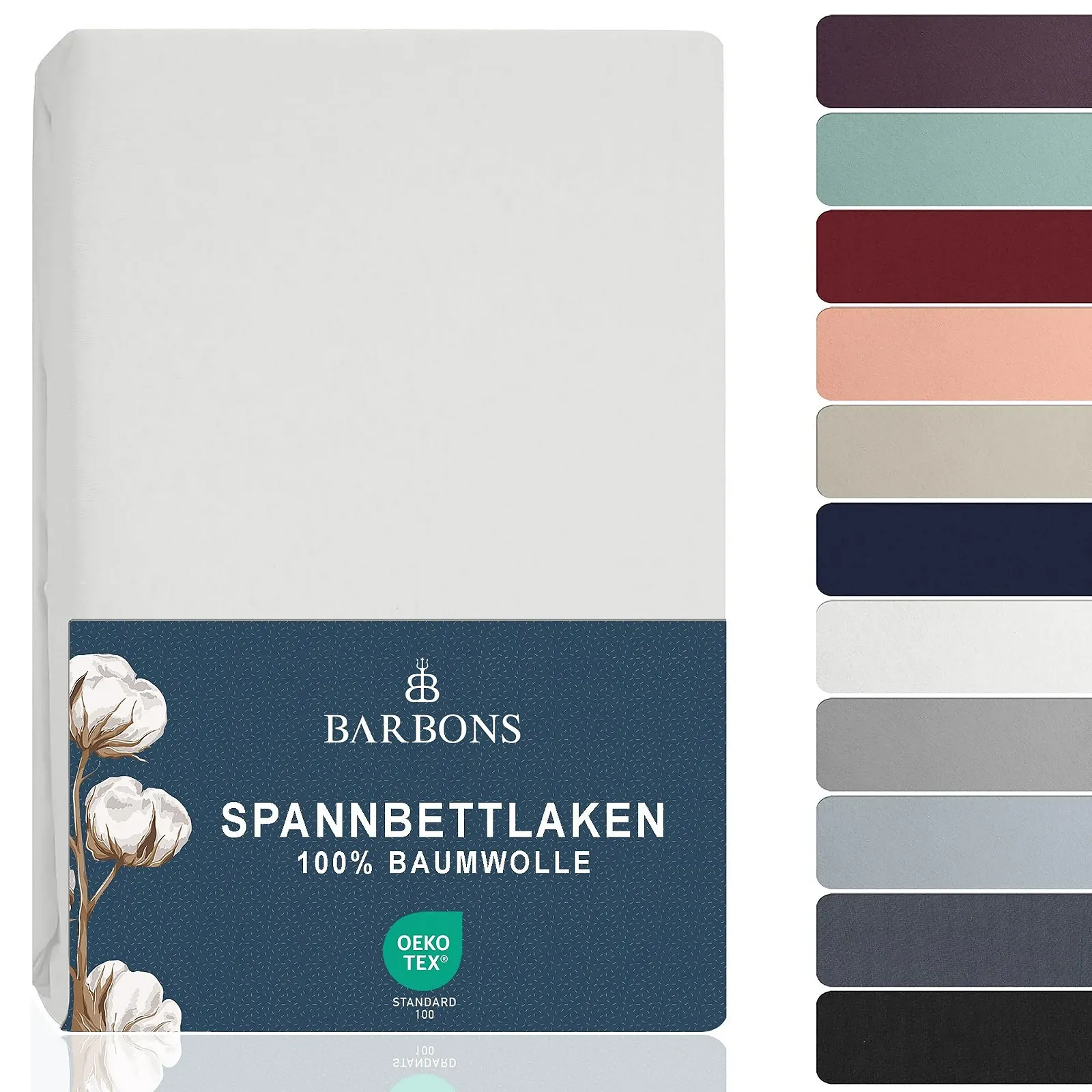Простирадло на гумці BARBONS 180 x 200 см, зі 100% бавовни, сертифікована OEKO-TEX, фото №1