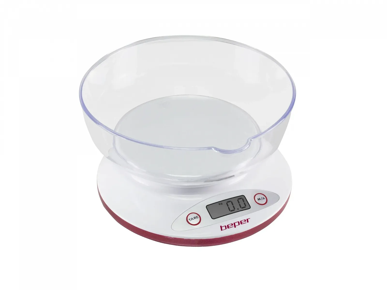 Кухонні ваги BEPER BP.802 Цифрові з чашею 5 kg LCD White/Red, фото №1 Кухонні ваги BEPER BP.802 Цифрові з чашею 5 kg LCD White/Red, фото №1