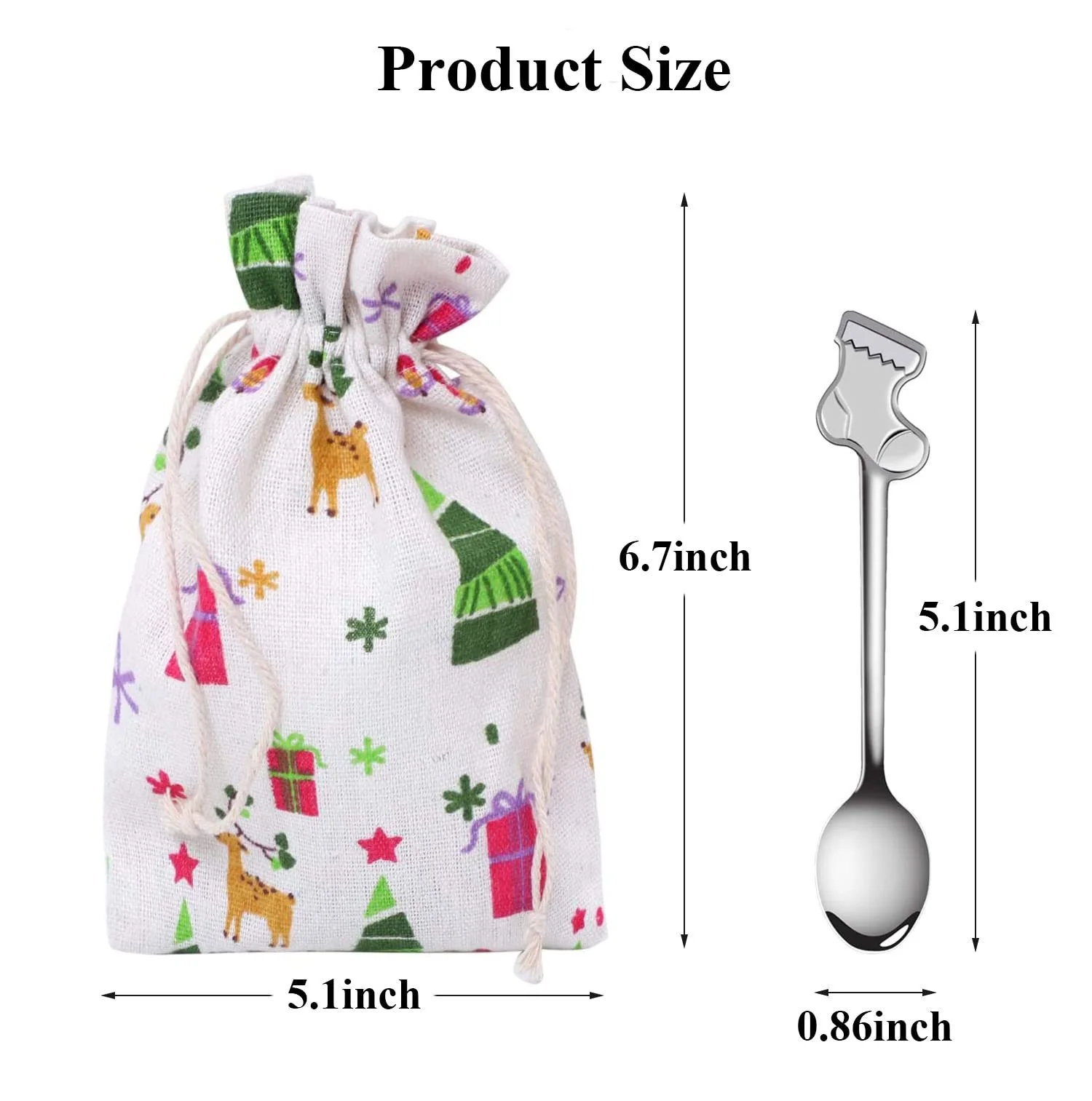 Набор рождественских ложек 8 шт, ложка для кофе из нержавеющей стали, чайная ложка, столовая посуда, ложка для сахара, льда, десерта, серебряная ложка для смешивания, фото №2