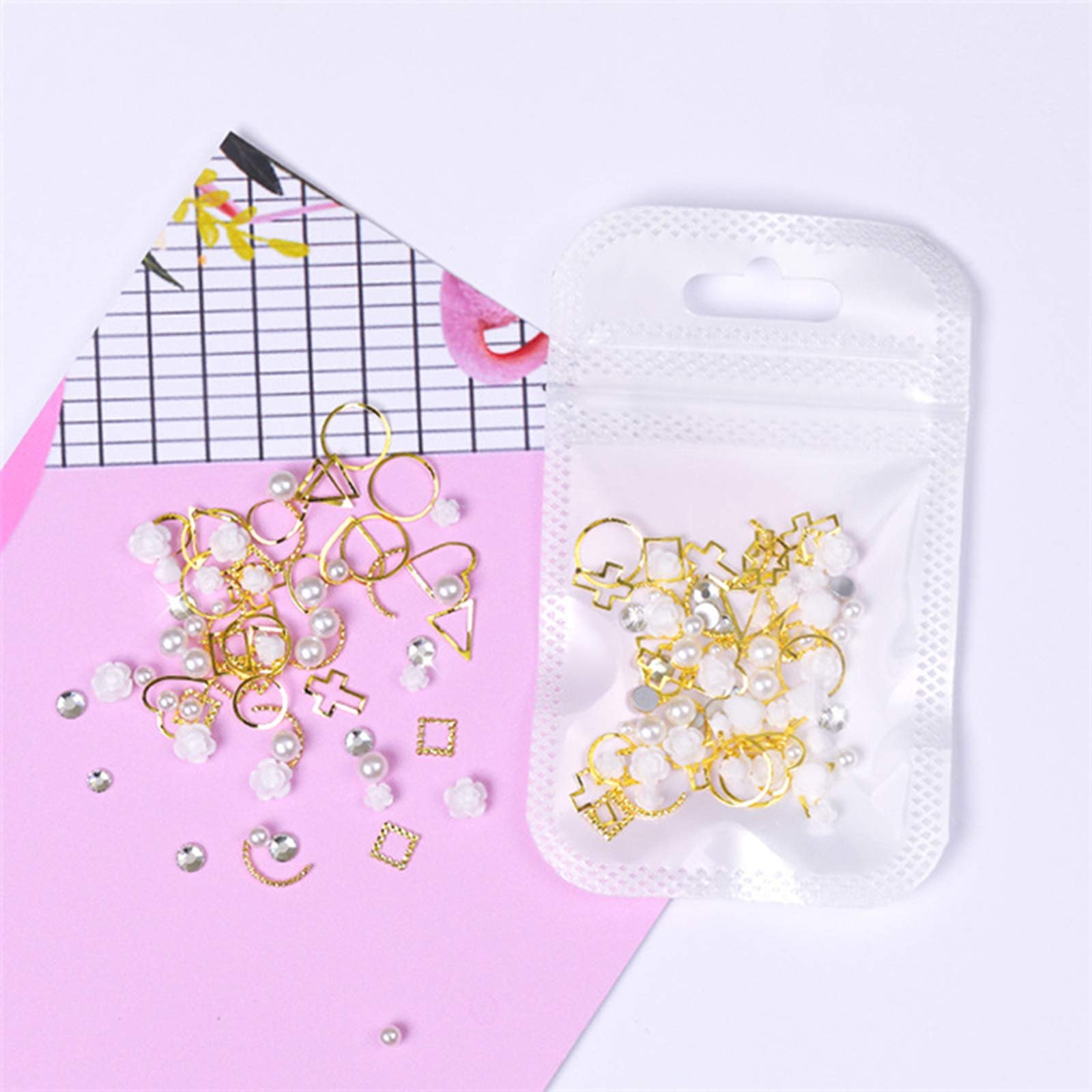 Набор для дизайна ногтей со стразами и жемчугом (3 шт.), фото №6