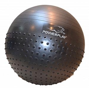 М'яч для фітнесу фітбол напівмасажний PowerPlay 4003 Ø75 cm Gymball Темно-сірий помпа synthetic.ua - Фото 1