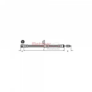 Гальмівний шланг METZGER 4110749 для FIAT, передній міст зліва, передній міст справа - Фото 1